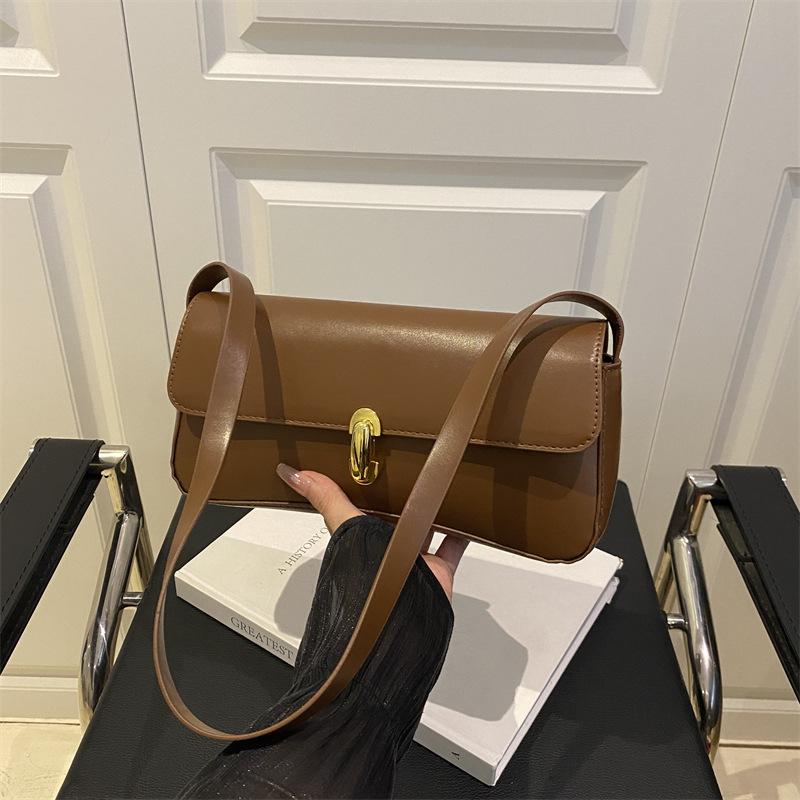 

Новый персонализированный трендовый замок модная ретро сумка подмышку на одно плечо портативная подмышечная женская маленькая квадратная сумка коричневый