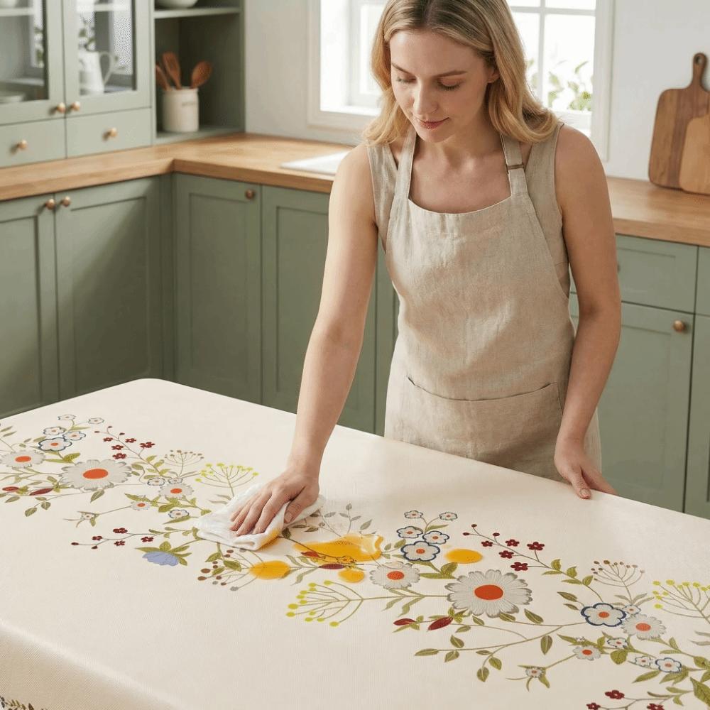 Beautiful PVC Tablecloths Oil-proof Spill Proof Table Cover Thickened Advanced Table Cloth for Kitchen Dining Table