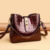 Patentlæder Stenmønster Håndtaske Dame Taske Spandtaske Enkelt skulder Crossbody Taske