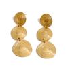 Yhpup Stainless Steel Stripe Round Drop Earrings Waterproof Metal PVD Plated Versatile Daily Gold Color Jewelry Accessories