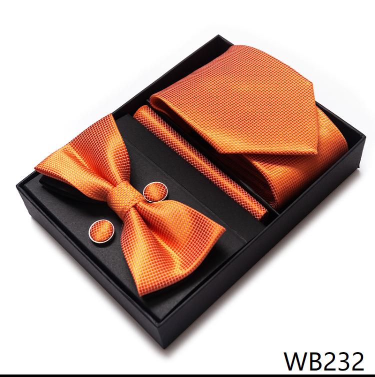 Men'S Business Dress Party Tie Gift Box Fashion Tie Square Scarf Combination Set Tie Bow Tie Set