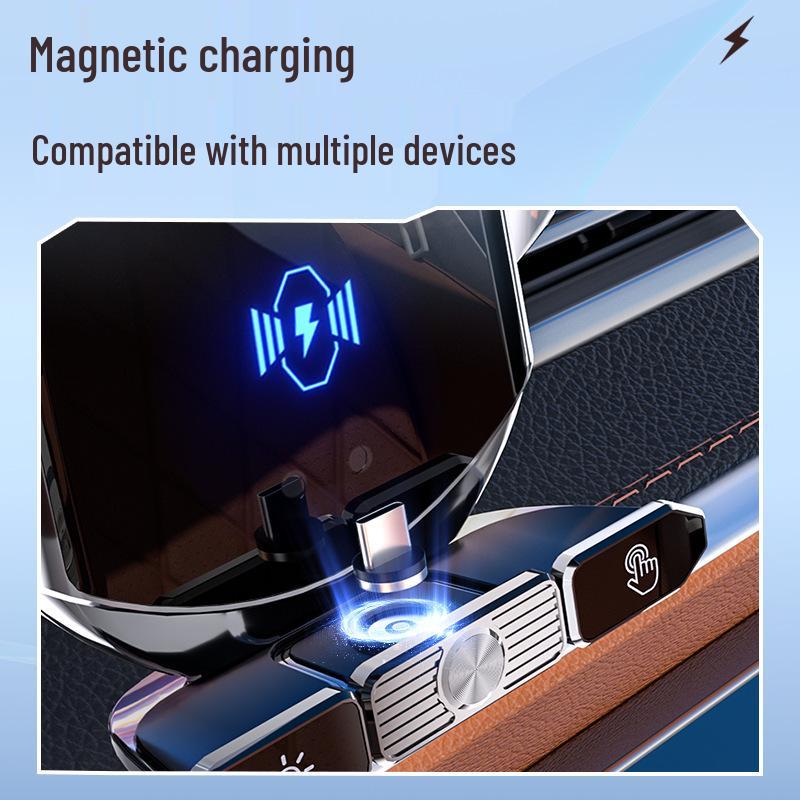 Q88 Magic Clip: 15W Wireless Car Phone Holder with Removable Magnetic Charger and Navigation Support