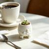 Gift for Plant Lovers 3D Printed Face Planter Pot with Cat Design, Decorative Succulents Pot, Small Desktop Creative Resin Flowerpot Indoor