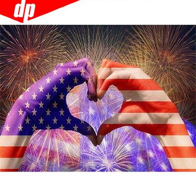 5D DIY-diamantmaleri helrundt amerikansk flagg rhinestone bildebroderisalg diamant