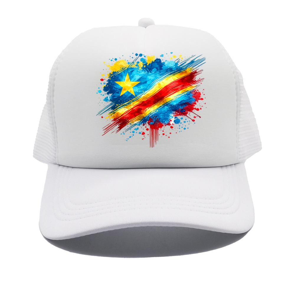 DR Congo Flag Baseball Caps Cool Summer Unisex Wounisex Mesh Net Hat Democratic Congo Trucker Cap Unisex Outdoor Mesh Net Hats