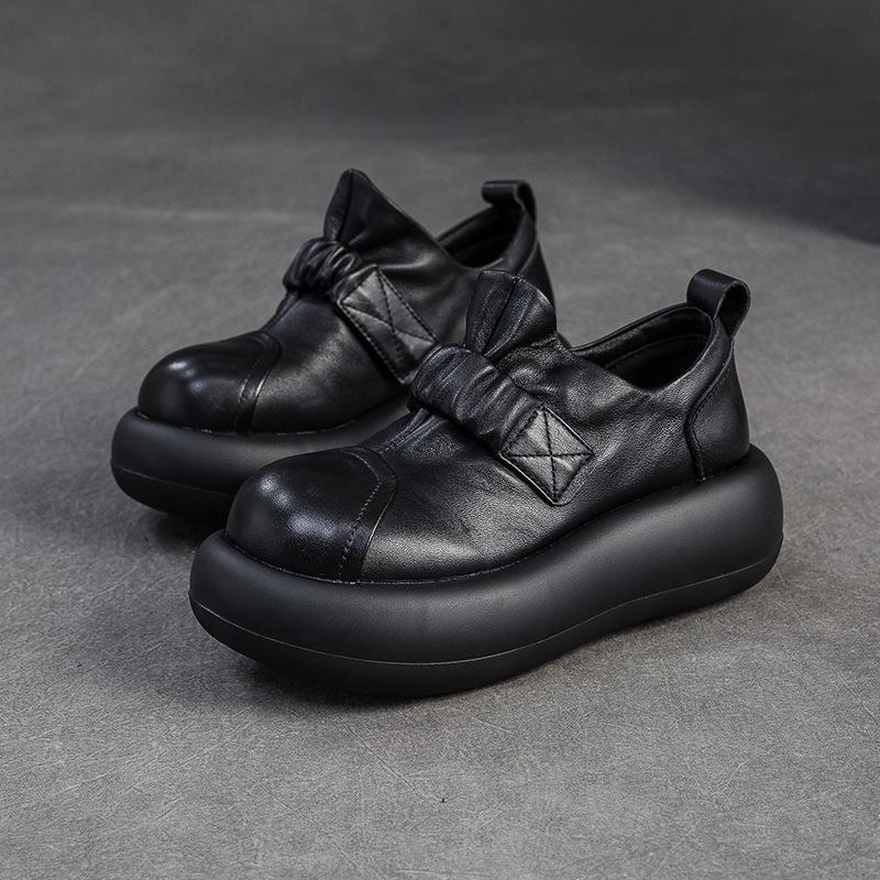 Women`s Genuine Leather Loafers with Platform