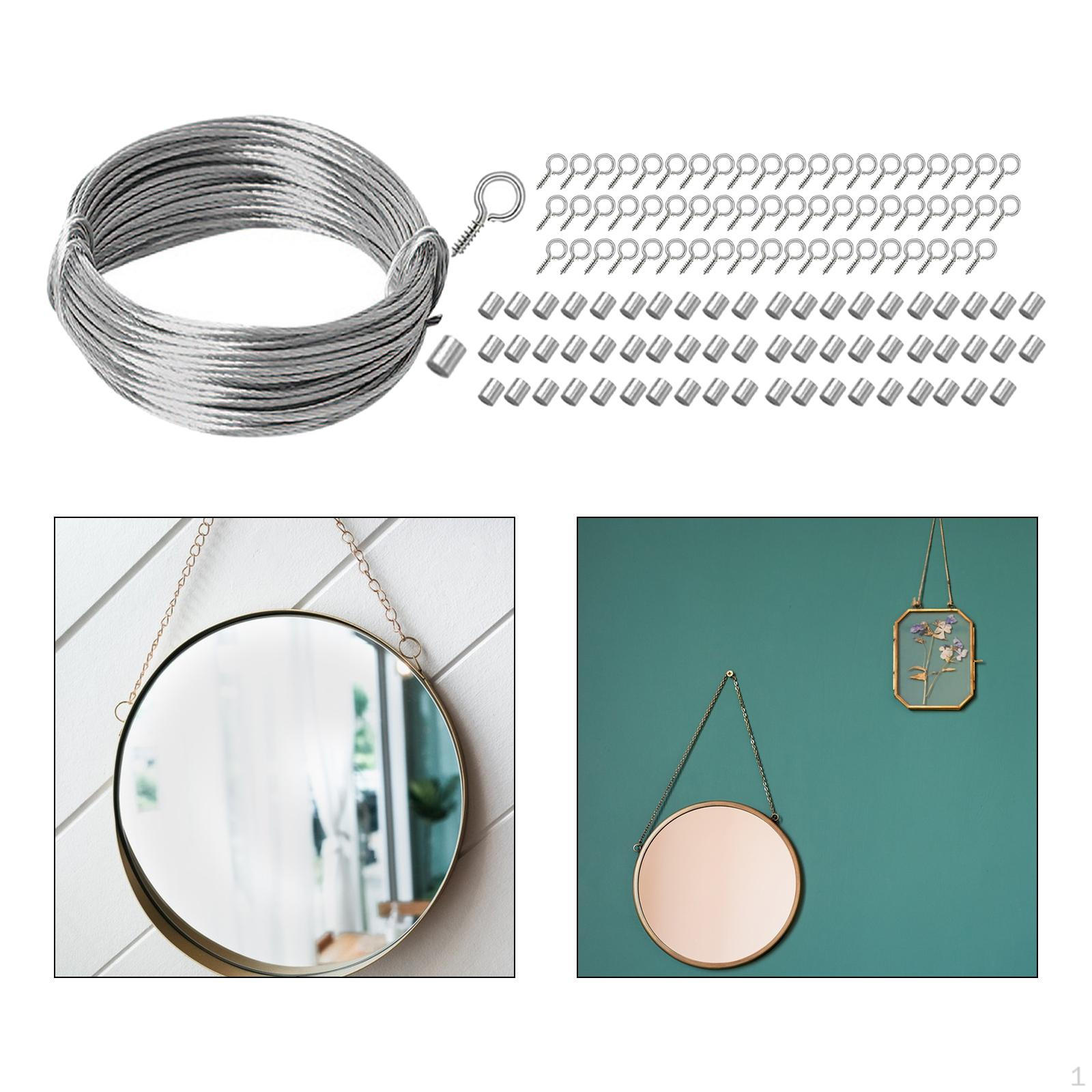 

Вешалка для картин на проволочной раме. Металлические вешалки с винтами и обжимной петлей. 30m Wire 121PCS