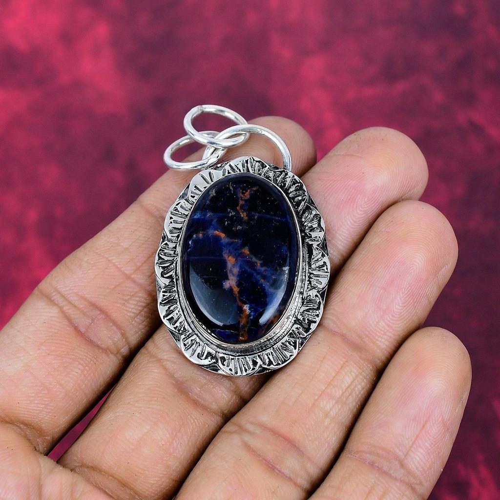 Sodalite Handmade Gemstone Pendant, 925 Solid Sterling Silver Pendant Antique Jewelry, Pendant For Engagement Gift