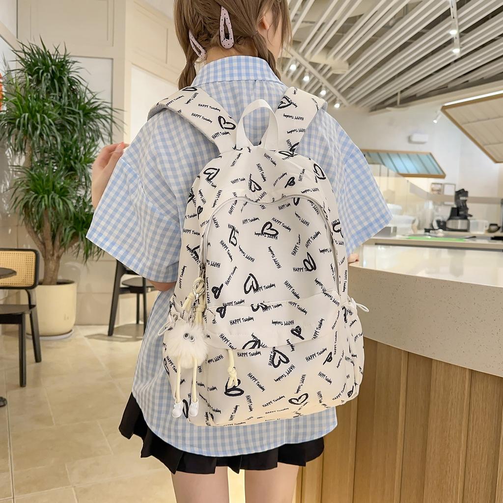 Schoolbag Schoolbag Junior High School Girls 1011 Summer New High School College Students Printed Backpack Versatile Large Capacity Computer Backpack
