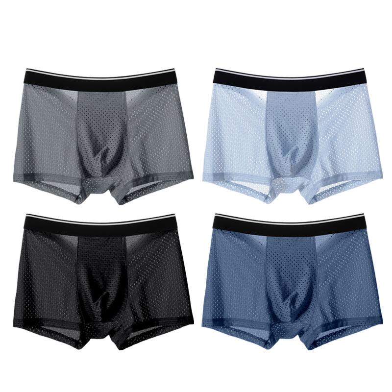 Summer Ice Silk Bamboo Fibre Mesh Mesh Sheer Panties Comfortable Breathable Shorts