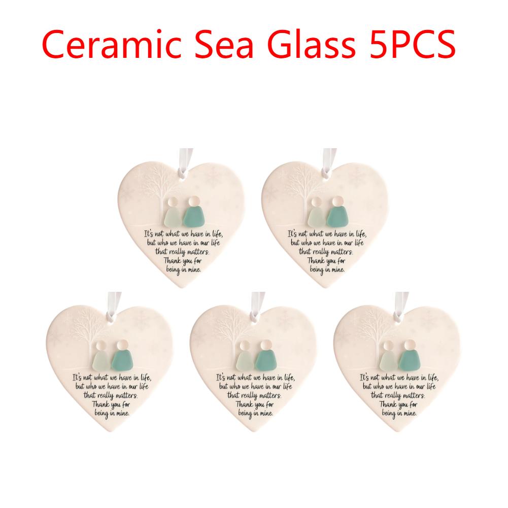2/5PCS Sea Glass Friendship Decors Keepsake Christmas Pendant Christmas Friends Plaque for Christmas Tree Hanging Ornament