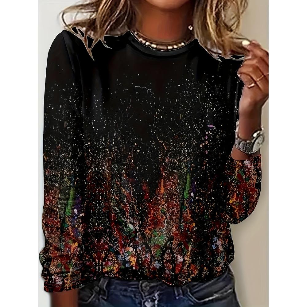 Spring and Autumn New Crew Neck Long Sleeve Loose Top Bottom T-Shirt - Suitable for Spring and Autumn Daily and Home Furnishing