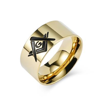 Minimalist Titanium Steel Masonic Rings for Men Stainless Steel Hip Hop Jewellery Gold Punk Couple Finger Rings
