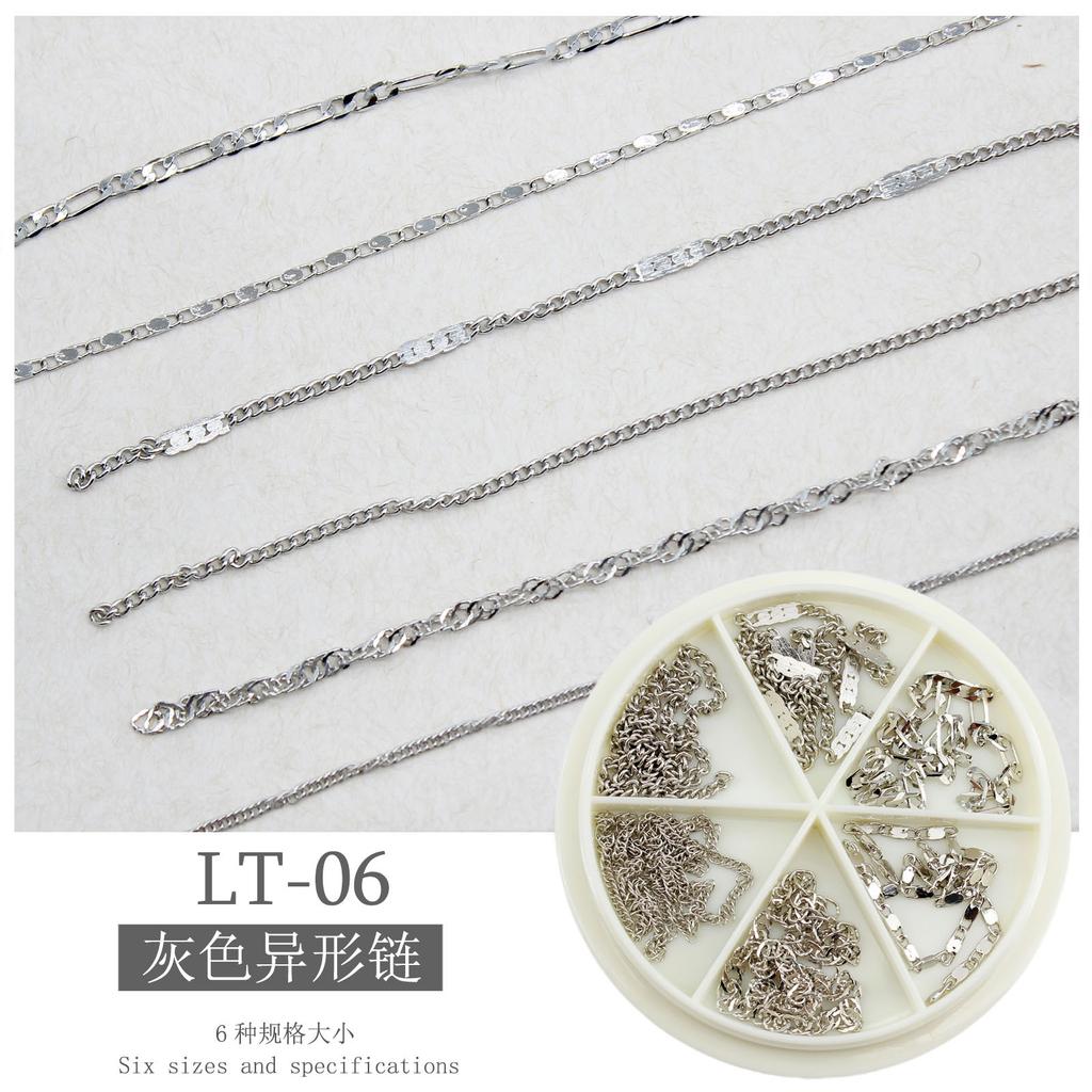 Nail Art Nail Art Jewelry Steel Ball Chain Ultra-Fine Metal 6-Grid Mixed Turntable Jewelry Decoration