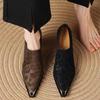 Fashion Leopard Print Block Heel High Heels Women Spring and Autumn New Soft Leather Metal Pointed Toe Deep Mouth Single Shoes