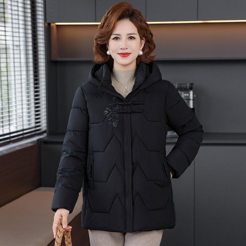 

Winter new hooded cotton-padded jacket medium warm cotton-padded jacket thickened versatile cotton-padded jacket women 1XL [recommended 80-50kg]