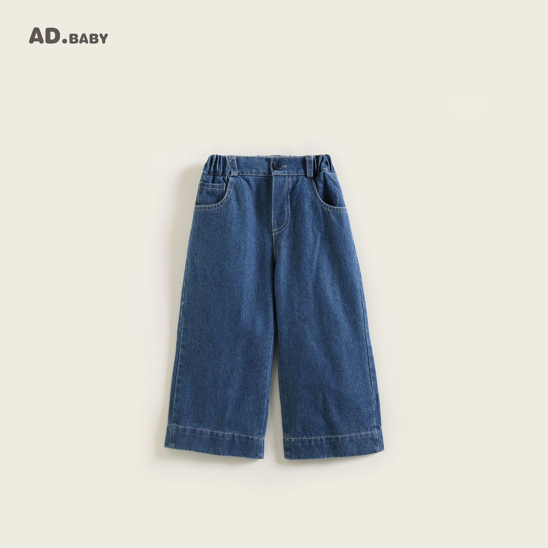 

2025 Новинка Детские Джинсовые Широкие Брюки в Корейском Стиле для Девочек, Мягкие, Дышащие, Приятные к Коже, Удобные, на Осень 100 cm синий