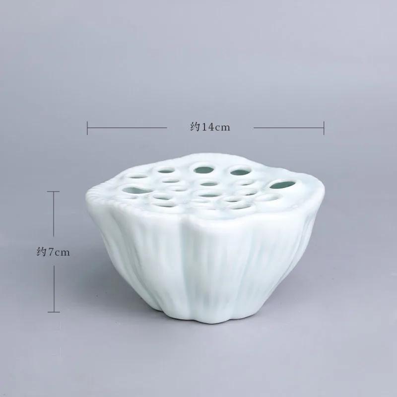 Japanese Style Ikebana Holder Ceramic Lotus Shape Ikebana Flower Arrangement Vase Tea Table Zen Kenzan Flower Art Fixed Tool