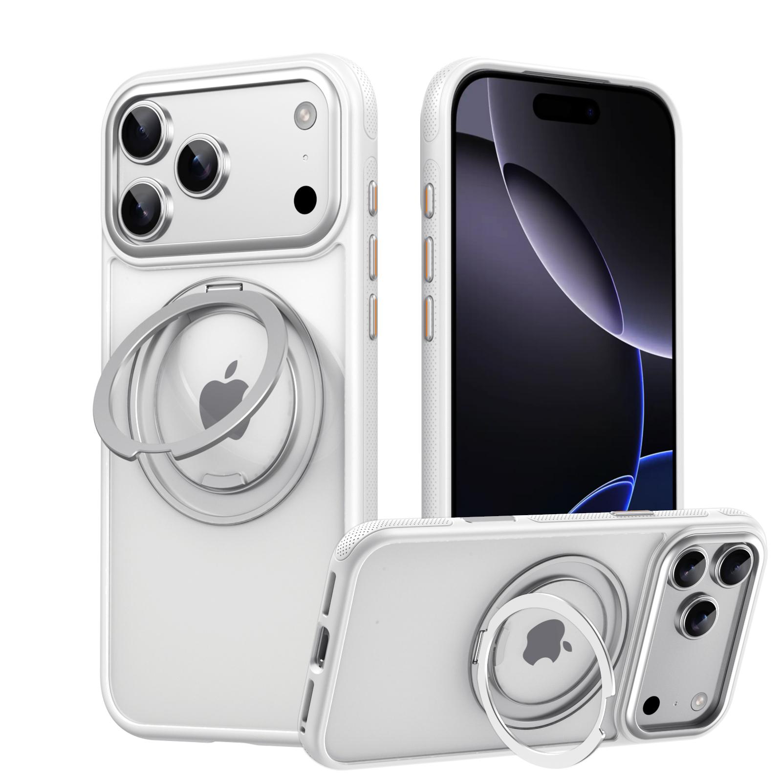 

Transparent Magnetic Case for iPhone 17 Air 16 Plus 15 14 13 17 Pro Max 16e 360° Rotating Ring Holder Kickstand Cover LMD003 iPhone 15 матово-белый