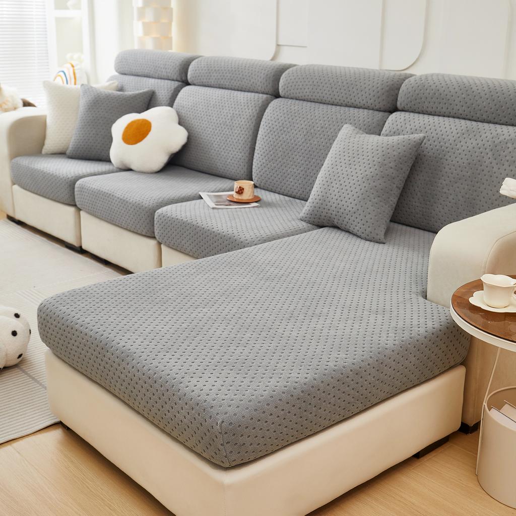 Polarfleece Einfacher Kissenbezug Elastischer Sofabezug Schlichtes Jacquard Ankleiden Wohnzimmer Schutzsofa