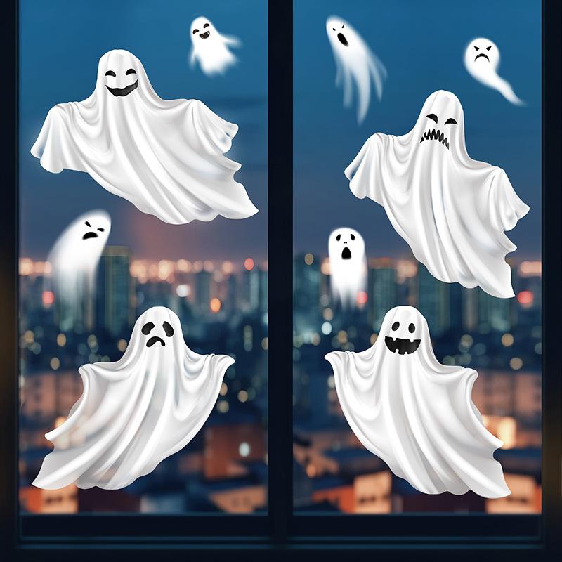 

Halloween, White Ghost, Horror, Halloween Party Decoration, Haunted House Escape Room, Escape Scene Decoration, Wall Stickers 30 * 90cm * 2pcs