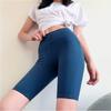 Women Solid Color High Waist Shorts Stretchy Seamless Slim Cycling Yoga Pants EMA