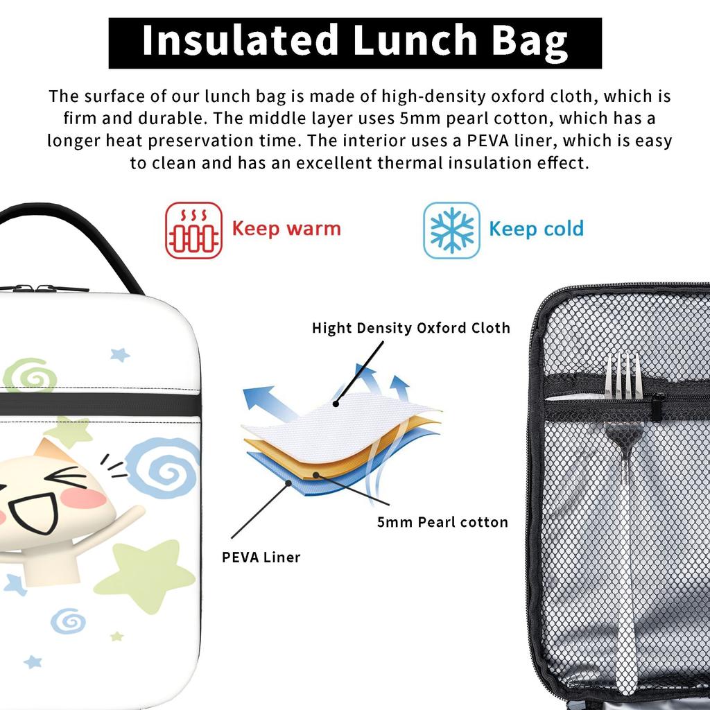 Toro Inoue Cat Lunch Bag Portable Lunch Box Women Travel Print Cooler Bag Leisure Oxford Thermal Tote Handbags