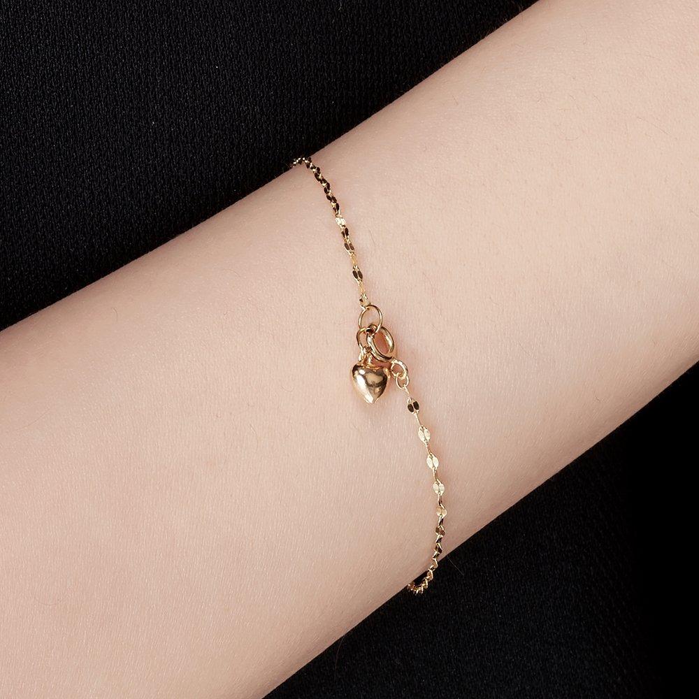 14K Heart-Plump Almond Chain Bracelet