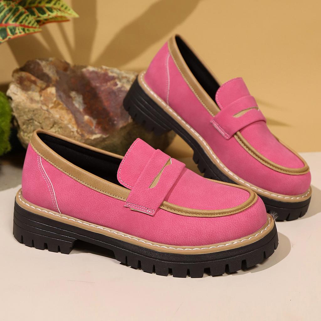 Fashion New Fashionable Height-increasing Spring and Autumn Loafers, Brushed British Small Leather Shoes, Thick-soled Retro Single Shoes