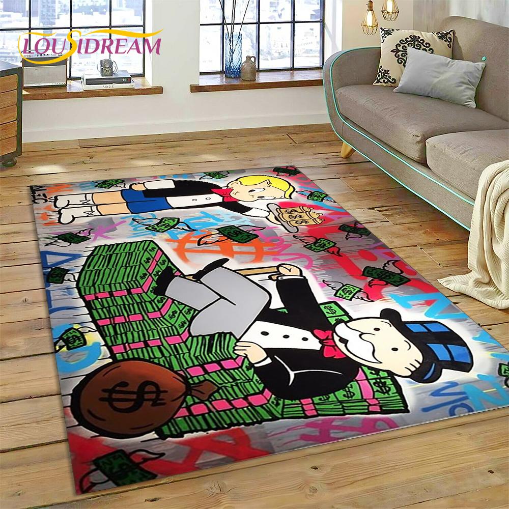Game Dollar Monopoly Cartoon Money Rug Carpet for Living Room Bedroom Home Decor,Floor Mat Non-slip Decoration for Sofa Doormat