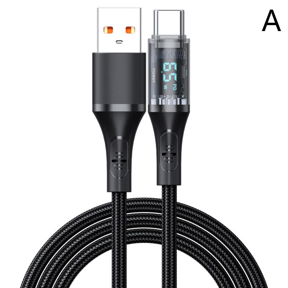 High Speed Charging Cable 100W/66W Fast USB/Type-C LED Type-C Visible Digital Display For Samsu E1E9