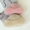 Faux Fur Winter Bucket Hat Solid Color Soft Texture Thickened Warm Plush Hat Gentle Feel Winter Headwear