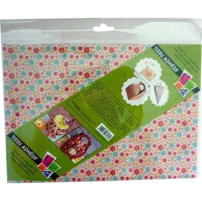 Tissu adhésif - PW - A4 - Multicolore - 21 x 29.7 cm - Motif fleuri