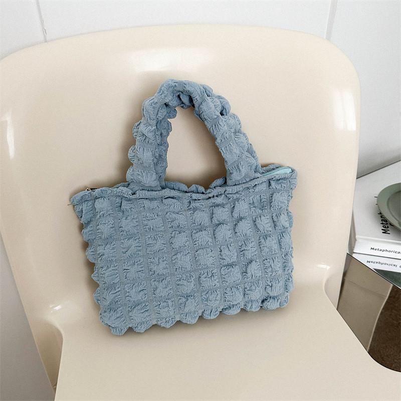 Chic Korean Style Cloud Bag For Girls Fashionable Checkered Handbag In Trendy Colors
