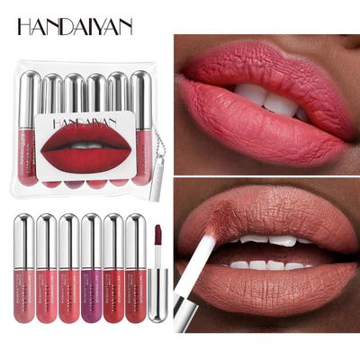 HANDAIYAN12 Farbkapsel-Set für rote Lippen, langlebig, wasserdicht, Antihaft-Becher, matt, rote Lippenglasur