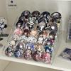 Transparent Acrylic Badge Display Stand: Tiered Desktop Organizer for Gacha, Merchandise, and Pins.