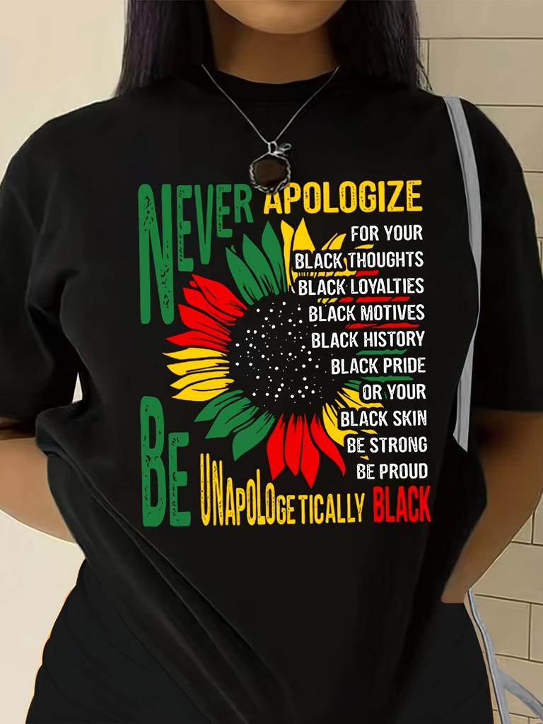 1865 EleUnisext Letter To Sunflower Pattern Printing TShirt Casual ShortSleeved Round Neck Top UnisexS Clothing