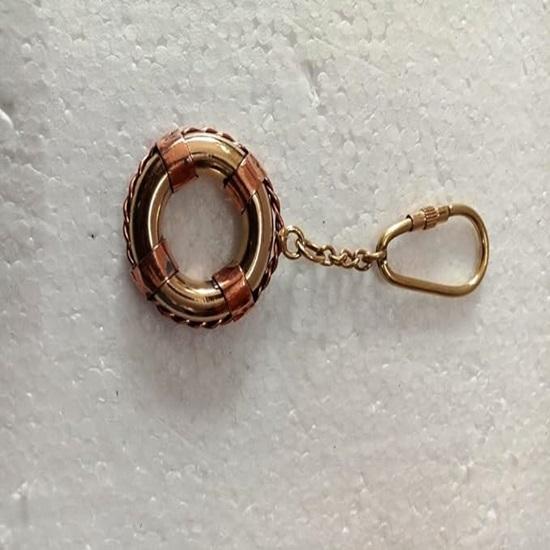 Nautischer Rettungsring-Schlüsselanhänger aus massivem Messing