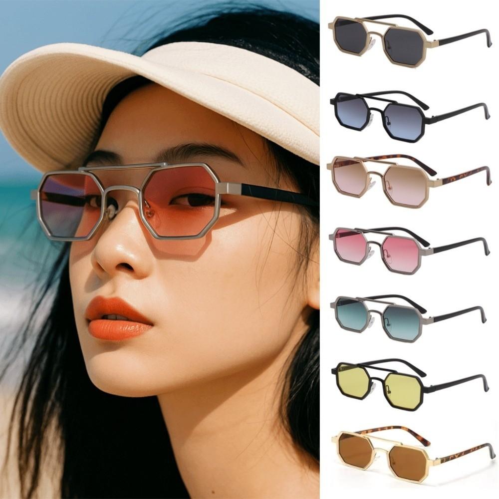 Large Frame Double Beam Sun Glasses UV400 Multicolor Eyewear Polygon Sunglasses  Unisex