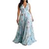 Elegant Floral Print Maxi Dress With Deep V-Neck High Waist Flowy A-Line Skirt Women 2026