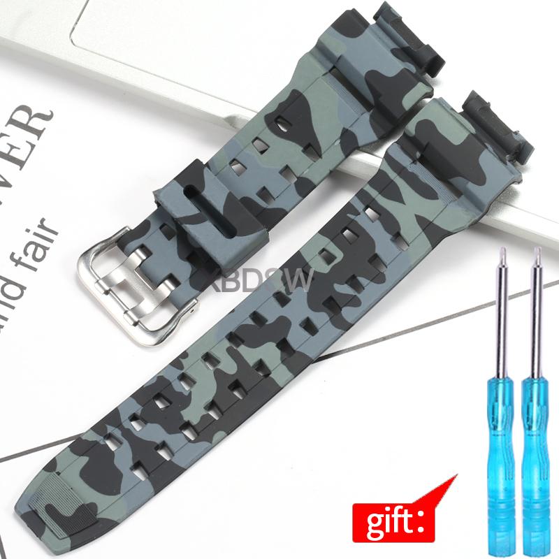 Pryskyřičný řemínek k hodinkám pro Casio GW9100 GW9200 Pánský TPU pásek Sportovní vodotěsné řemínky Camouflage doplňky