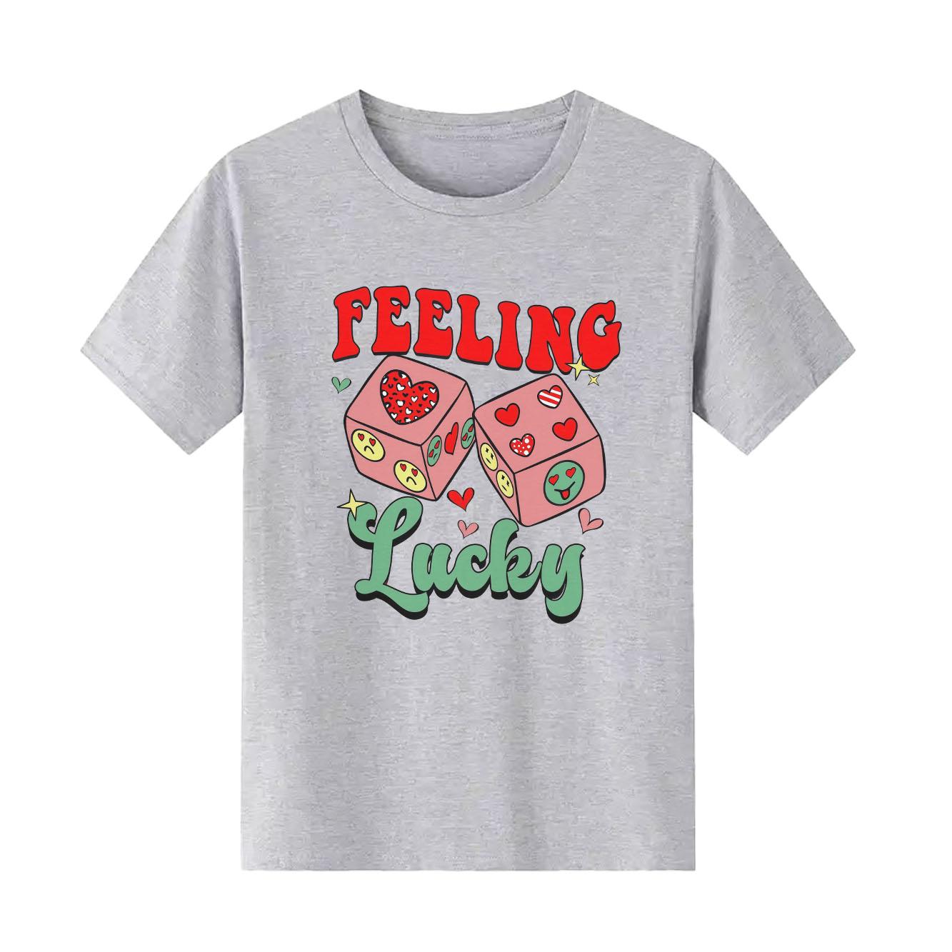 

Lucky Points Fashion Printed Pattern Daily Tshirt Short Sleeve Round Neck Versatile Womens Tshirt S