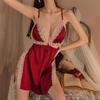 Fun Lingerie Sexy French Strap Nightgown Deep V Hollow Hot Lace Temptation Uniform Pjamas