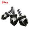 3PCS Countersink Drill Bit Hss Hex Chamfer Five Pears Hexagonal 90 Degrees Boring Drill Shank Carbon Steel Woodworking Tools Set