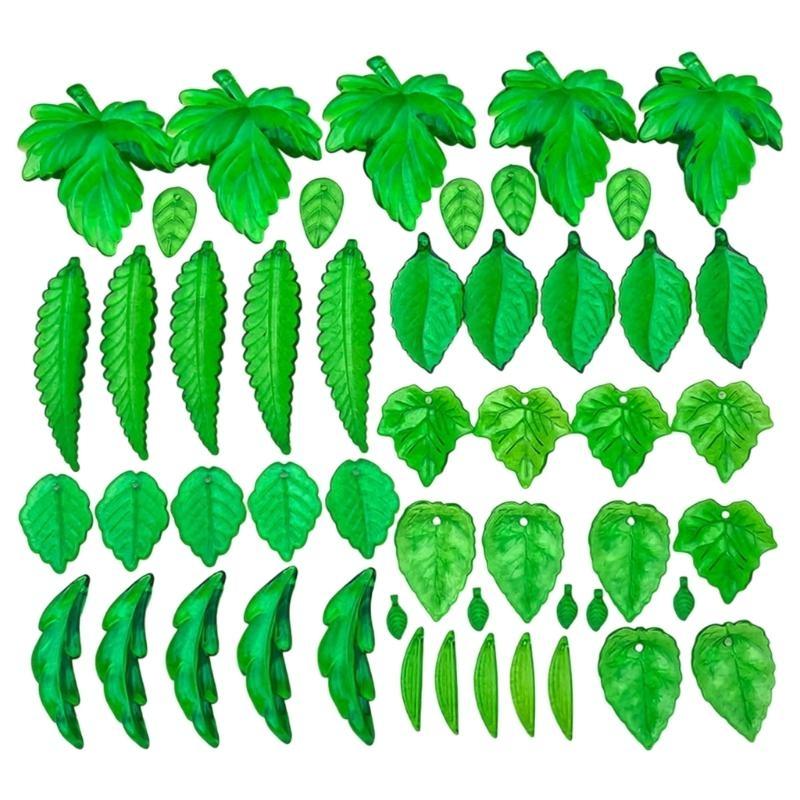 Packung mit 40/50/60 Elegante Acryl-Anhänger Set Grüne Dekorative Perlen Mit Löchern DIY Basteln Schmuckkomponenten