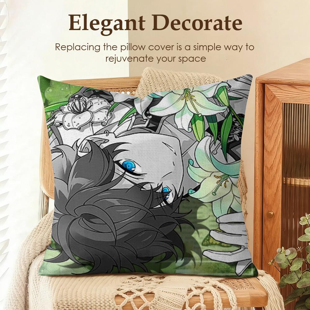 

Cartoon EEnsemble Stars Cushion Cover Natural Linen Organic Fabric DoubleSided Printing Sofa Home Decor Gift Pillow Case 30x30cm