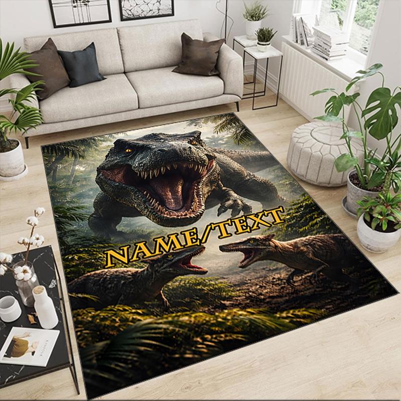 1PC Custom Name Dinosaur Adventure: Prehistoric Power Theme Floor Mat Ideal for Living Room, Game Rooms, Office, Bedroom,Floor Mat Playful Design