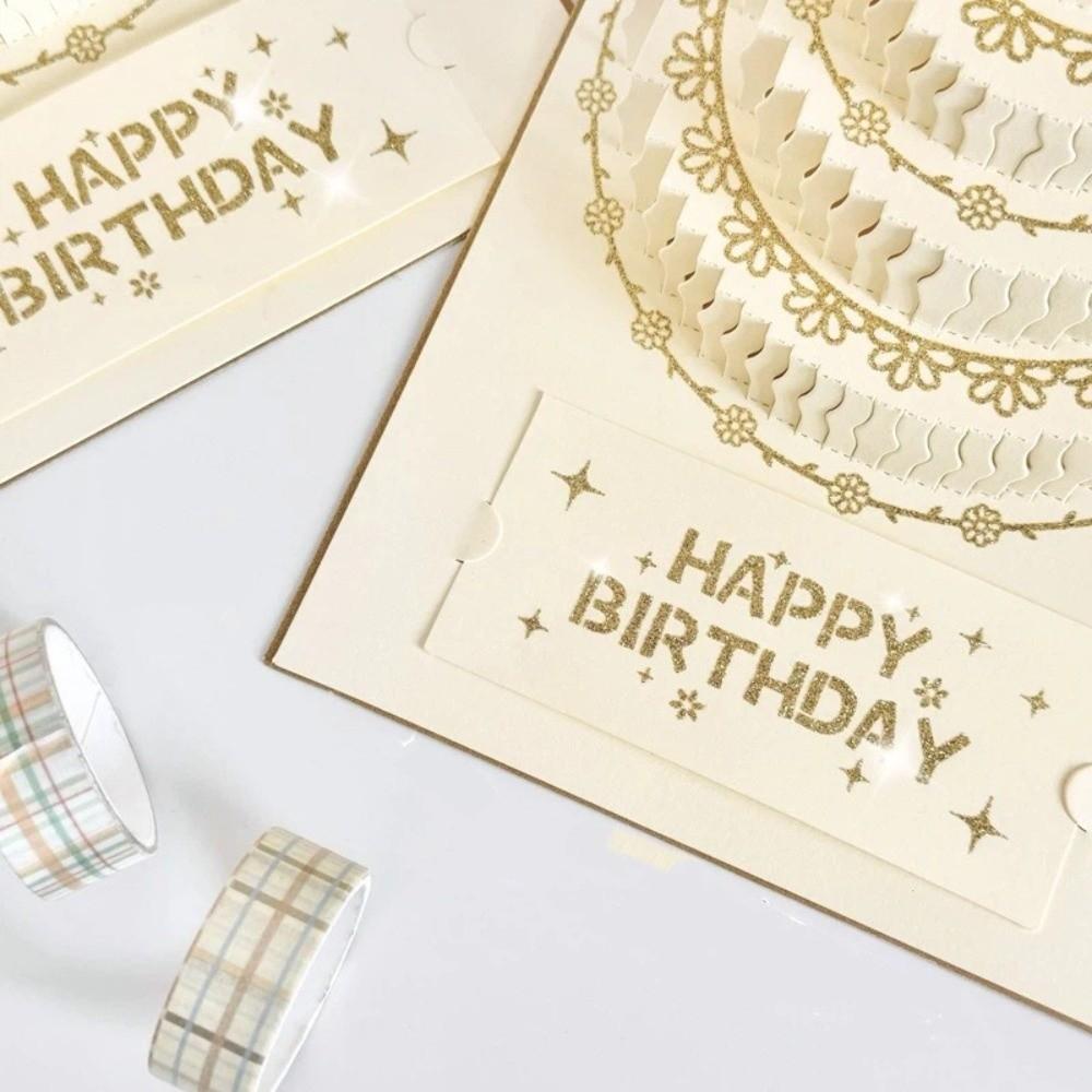 Folding Pop-Up Greeting Card Handmade Birthday Cake Card Happy Birthday Card  Birthday Party