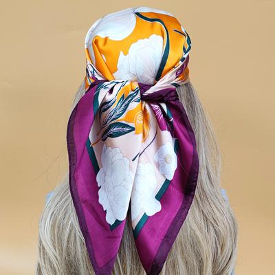 Luxury New Style Square Headscarf Women Sunscreen Beach Kerchief Popular The Four Seasons Scarves Design 70X70Cm Silk Hijab