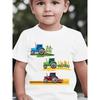 Boy Crewneck Short Sleeve T-Shirt, Cartoon Tractor Harvester Print Green Blue Red Casual Tee